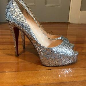 Silver sequin Christian Louboutins - used size 40